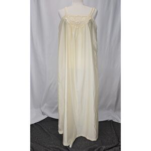 Womens Vintage Barbizon Boutique Silky Lace Nylon Nightgown Maxi Swiss Dot SZ MD